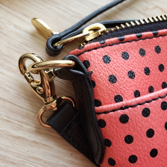 Fossil Pink/ Coral Polka Dot Handbag - Picture 4 of 4